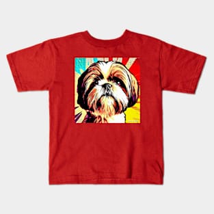 Shih Tzu pop art Kids T-Shirt